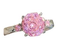 Sumpgle Set di gioielli multi-gemma con ciondolo sfaccettato ottagonale rosso vibrante borchie rosa accento anello per donne regalo ensemble, Ring