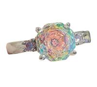 Sumpgle Set di gioielli multi-gemma con ciondolo sfaccettato ottagonale rosso vibrante borchie rosa accento anello per donne regalo ensemble, Set of 3