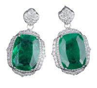 Sumpgle Set di gioielli vintage con pietre preziose verdi imitazione smeraldo collana orecchini anello regolabile con accenti di cristallo regalo