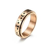 Sumpgle Star Moon Glow in the Dark Anello di filatura in acciaio al titanio Anxiety Relief Gioielli unisex in acciaio inossidabile con design unico