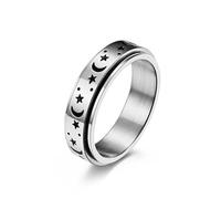 Sumpgle Star Moon Glow in the Dark Anello di filatura in acciaio al titanio Anxiety Relief Gioielli unisex in acciaio inossidabile con design unico