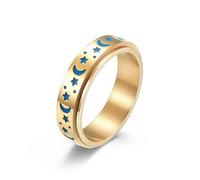 Sumpgle Star Moon Glow in the Dark Anello di filatura in acciaio al titanio Anxiety Relief Gioielli unisex in acciaio inossidabile con design unico