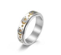 Sumpgle Star Moon Glow in the Dark Anello di filatura in acciaio al titanio Anxiety Relief Gioielli unisex in acciaio inossidabile con design unico