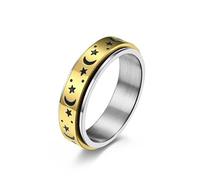 Sumpgle Star Moon Glow in the Dark Anello di filatura in acciaio al titanio Anxiety Relief Gioielli unisex in acciaio inossidabile con design unico