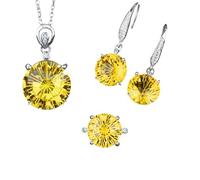 Sumpgle Topazio sintetico Citrino Gioielli Set Moderno Elegante Fuochi d'artificio Taglio Anello Aperto Design Da Indossare Tutti I Giorni per Le Donne, Ring-Adjustable