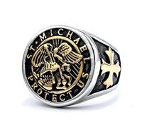 Sumpgle Vichingo Vintage Arcangelo Anello San Michele Titanio Acciaio Uomini Gioielli In Acciaio Inox