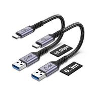 SUMPK 30 cm Android Auto USB C Cavo 10 Gbps 2 pezzi USB C 3.1 Gen 2 Cavo 3A Ricarica Rapida Compatibile con Galaxy S21 S20 S10 S10E Note 20, Pixel 6 5