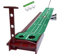 Sumptuous - Tappetino da golf con funzione di ritorno automatico della palla, portatile, tappetino per allenamento in velluto di cristallo e base in legno massello, per interni ed esterni