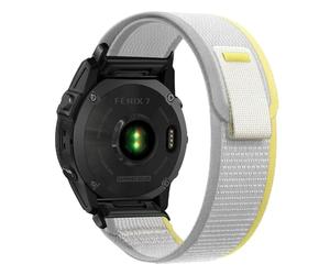 SumRioo QuickFit 22mm Cinturino per Garmin Fenix 8/8 Solar 47mm/7 Pro/7/6 Pro/6/5/5 Plus/E, Nylon Trail Loop Cinturino per Garmin Tactic 8 47mm, Descent G2, Epix 2, Forerunner 965, Giallo/Beige