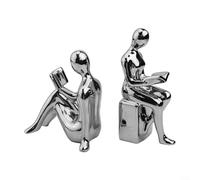 Sumsoctober Elegante blocco per libri con figure astratte in pietra, decorativo, arte moderna, scultura da scrivania, libreria, organizer bianco, 28 x 28 x 14 cm