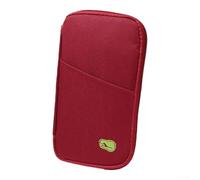 Sumsoctober Organizer compatto per biglietti da viaggio, multifunzione, con scomparti multipli per una conservazione efficiente dei documenti, Come da immagine, Red wine