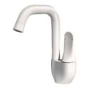 Sumsoctober Rubinetto da bagno grigio canna di fucile girevole multifunzionale in ottone con aeratore in schiuma morbida flusso d'acqua senza spruzzi e doppio controllo caldo freddo (bianco)