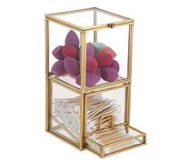 SUMTree 2 ripiani, in vetro, porta pennelli per trucco, contenitore per uova di bellezza, supporto per tamponi di cotone, organizer per caramelle, organizzazione per la casa, decorazione (oro)