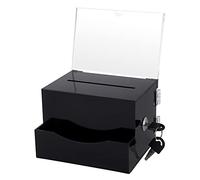 SUMTree Scatola regalo in acrilico scatola suggerimento da parete con serratura e porta display scatola per biglietti sicura per il voto (16x14x11cm, nero)