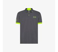 SUN68 Polo Nera Logo Fluo S/S A35122 Uomo XL