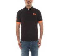SUN 68 Polo Logo Fluo da Uomo Nero - Medium