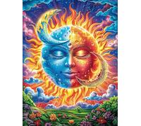 Sun And Moon Faces in A Magical Sky Puzzle 300 Pezzi Per Neonati E Bambini Science Fiction Magical Dream Cartone Atossico Resistente Difficoltà Bassissima Per Attività Educative A Casa Qualità Sicura