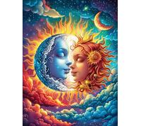 Sun And Moon Faces in A Magical Sky Rompicapo 1000 Pezzi Per Adolescenti Science Fiction Magical Dream Cartone Di Alta Qualità Tema Gaming Per Tempo Libero Con Amici Nuovo Design Edizione Limitata 100