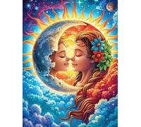 Sun And Moon Faces in A Magical Sky Rompicapo 1000 Pezzi Per Creatività Bambini Wildlife Pet Cartone Spesso Tema Fantasy Per Passatempo Creativo Attività Educativa Con Poster Incluso 1000 PCS
