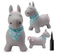 Sun Baby Animale gonfiabile che salta, giocattolo di 1 anno, saltarello per bambini, design ergonomico, cavallo giocattolo, pompa manuale inclusa (Pony marrone)