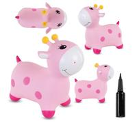 sun baby Animale Gonfiabile Che Salta, Giocattolo di 1 Anno, Saltarello per Bambini, Design ergonomico, Cavallo Giocattolo, Pompa Manuale Inclusa (Giraffa Rosa)