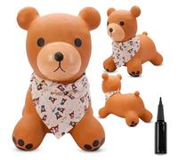 Sun Baby Animale gonfiabile che salta, giocattolo di 1 anno, saltarello per bambini, design ergonomico, cavallo giocattolo, pompa manuale inclusa (Orso marrone con bandana)