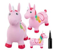 Sun Baby Animale gonfiabile che salta, giocattolo di 1 anno, saltarello per bambini, design ergonomico, cavallo giocattolo, pompa manuale inclusa (Unicorno rosa)