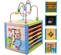 sun baby Cubo Labirinto di attività in Legno -5 attività, Roller Coaster, Zig Zag Montessori 1 Anno Regalo Pasqua Bimba 1 2 Anno Cubo Interattivo Gioco Educativi per Lo Sviluppo Cognitivo