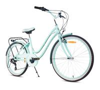 sun baby Heart Bike Bicicletta per bambina 24 pollici Menta, 8-12 anni, Bicicletta per ragazza con 7 velocità, portapacchi, parafanghi in metallo, freno a V, paracatena
