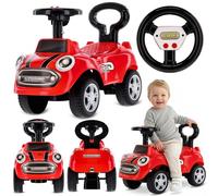 sun baby Macchinina Cavalcabile per Bambini Go Go Fassion, Macchina a spinta da 12 mesi, effetti sonori, sedile e ruote in plastica, protezione antiribaltamento (Rosso)