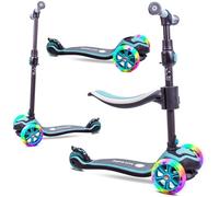 Sun Baby Monopattino per bambini 3 anni, Triciclo Scooter 3 Ruote Luminose a LED, regolabile in altezza, Children's Scooter (Blu)