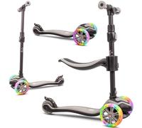 Sun Baby Monopattino per bambini 3 anni, Triciclo Scooter 3 Ruote Luminose a LED, regolabile in altezza, Children's Scooter (Grigio)