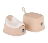 SUN BABY Set 2 in 1 per l'apprendimento del vasino - con contenitore estraibile e sgabello antiscivolo, vasino con schienale, pedana per bagno e WC, 18-36 mesi, Beige