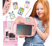 sun baby Tablet per disegno per bambini e apprendimento dell’inglese Rosa - 8 pollici, 112 carte fronte-retro per imparare l’inglese, pennino, lettura audio, multicolore