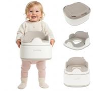 sun baby Vasino per bambini 1-6 anni - rialzo per WC, poggiapiedi - base antiscivolo, seduta morbida, schienale alto, coperchio igienico - Bianco-Grigio