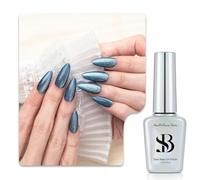 Sun&Beam Nails One-Step, smalto gel 3 in 1, magnetico, 12 ml, senza base e top coat, luce UV, facile da rimuovere (#640 asterischi blu)