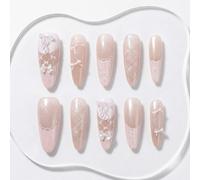 Sun&Beam Nails Press-On Long Stiletto fatto a mano, rosa nude (#304 M)