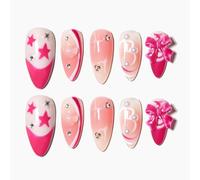 Sun&Beam Nails Unghie Finte Fatte a Mano di Lunghezza Media a Mandorla da Applicare con Design Farfalla e Adesivi 10 Pezzi (#023 XS)