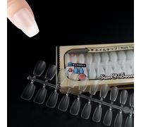 Sun&Beam Nails Unghie Finte per Nail Art Fai-da-te Trasparenti Opache Adesive Grande Capacità Inclusa Scatola di Conservazione 15 Taglie 240 Pezzi (Corte a Bara)