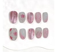Sun&Beam Nails Unghie press-on fatte a mano, corte e rotonde, rosa (#288 M)