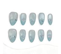 Sun&Beam Nails Unghie press-on fatte a mano, corte mandorla, blu ghiaccio (#290 L)