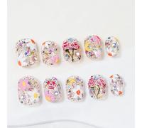 Sun&Beam Nails Unghie press-on fatte a mano, corte squovali, nude (#273 M)