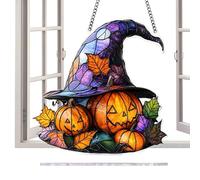 Sun Catcher - 2D Acrylic 7.87 Inch Witch Hat Shape | Sun Catchers Gothic Decor with Ornament, Window, Porch | Stained Glass Suncatcher, For Halloween Party Decoration