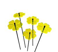 Sun Catcher Ornamenti da Giardino Fiore Doppio 5 Pali da Giardino Decorativi 25cm/10'' Alto Accessorio all'Aperto Regalo per Giardinieri, Colour:Fluorescent Yellow