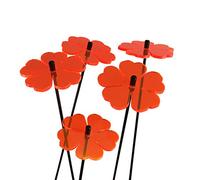 Sun Catcher Ornamenti da Giardino Fiore Doppio 5 Pali da Giardino Decorativi 25cm Alto Accessorio all'Aperto Regalo per Giardinieri, Colour:fluorescent Red