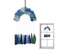 Sun Catcher Window Ornament - Hanging Light Refraction Decor for Indoor Space | Crystal Effect Panels with Metal Chain Support, Acrylic Sea Glass Pendant for Home Balcony Garden Porch Display Use