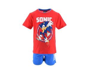 SUN CITY Adatto a Sonic, Set per Bambino, Completo 2 Pezzi con Maglietta Rossa e Pantaloncini (Rosso, 3 Anni)