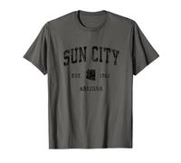 Sun City Arizona AZ Vintage Atletico Nero Sport Design Maglietta