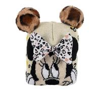 SUN CITY Berretto Minnie Mouse con Orecchie in Pelliccia, Fiocco Leopardato, per Bambine (IT, Numero, 48, Bianco)