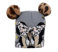 SUN CITY Berretto Minnie Mouse con Orecchie in Pelliccia, Fiocco Leopardato, per Bambine (IT, Numero, 50, Grigio)